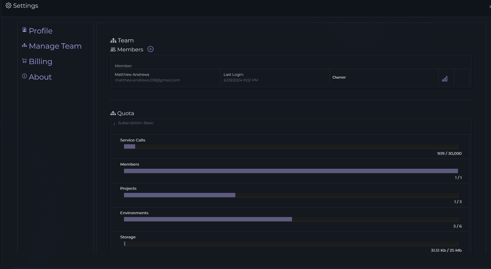 Ripe manage team settings