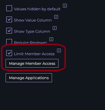 Limit member access button