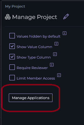 Manage apps button